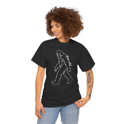 Minimalist Bigfoot Line Art T-Shirt - Stay Wild Boho Graphic Tee