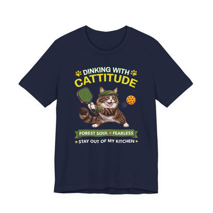 Norwegian Forest Cat Pickleball T-Shirt - Dinking With Cattitude Funny Shirt