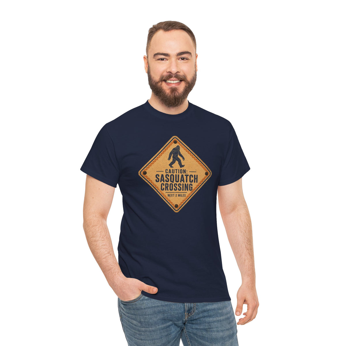 Sasquatch Crossing T-Shirt - Funny Retro Road Sign Bigfoot Graphic Tee