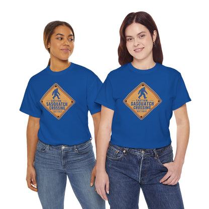 Sasquatch Crossing T-Shirt - Funny Retro Road Sign Bigfoot Graphic Tee