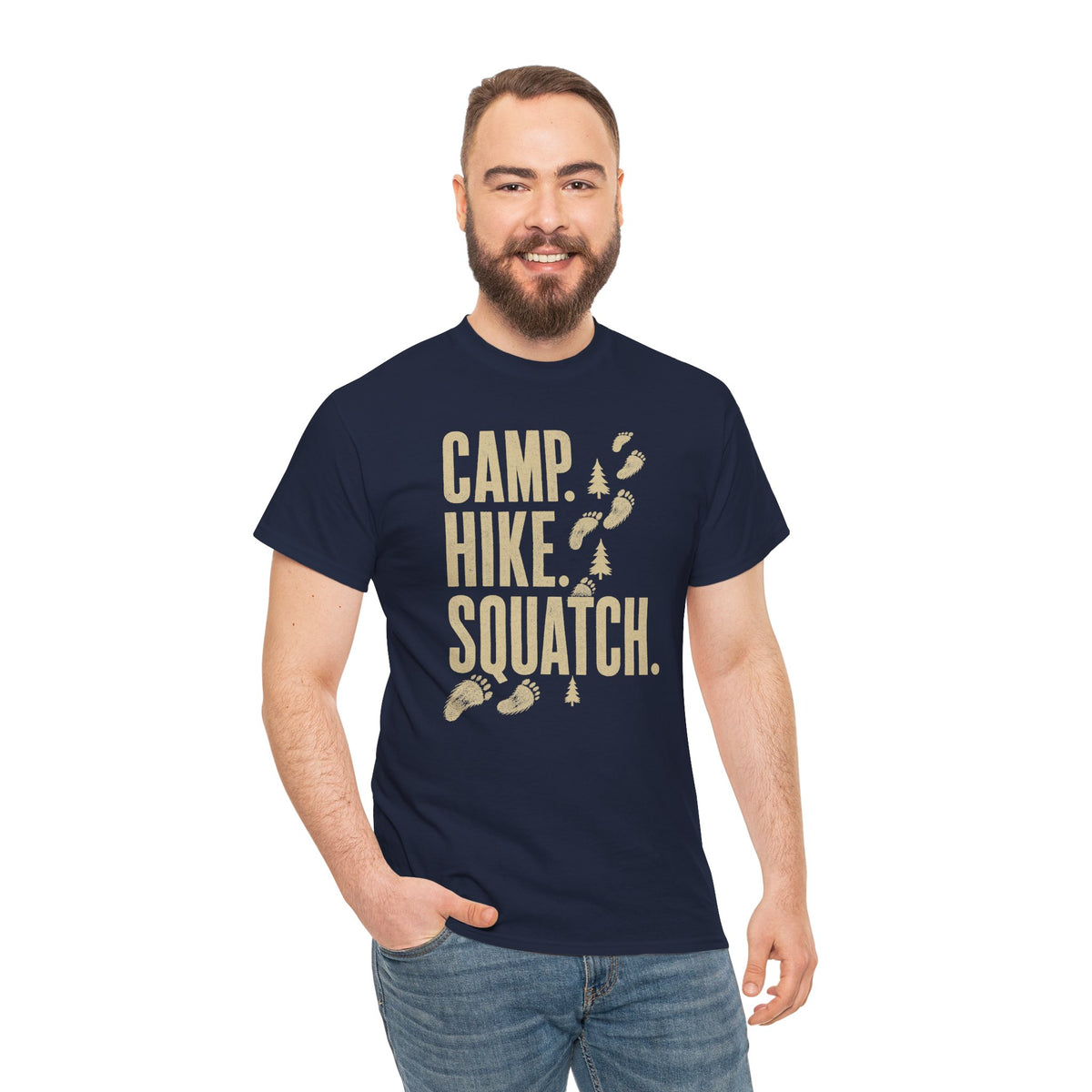 Camp Hike Squatch T-Shirt - Modern Outdoor Bigfoot Graphic Tee