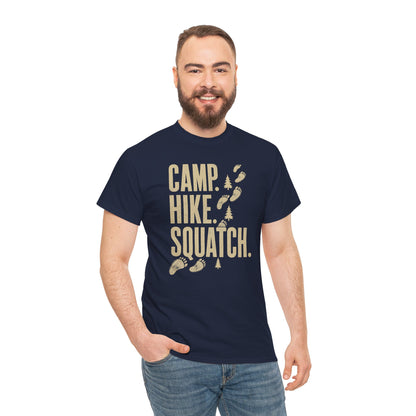 Camp Hike Squatch T-Shirt - Modern Outdoor Bigfoot Graphic Tee