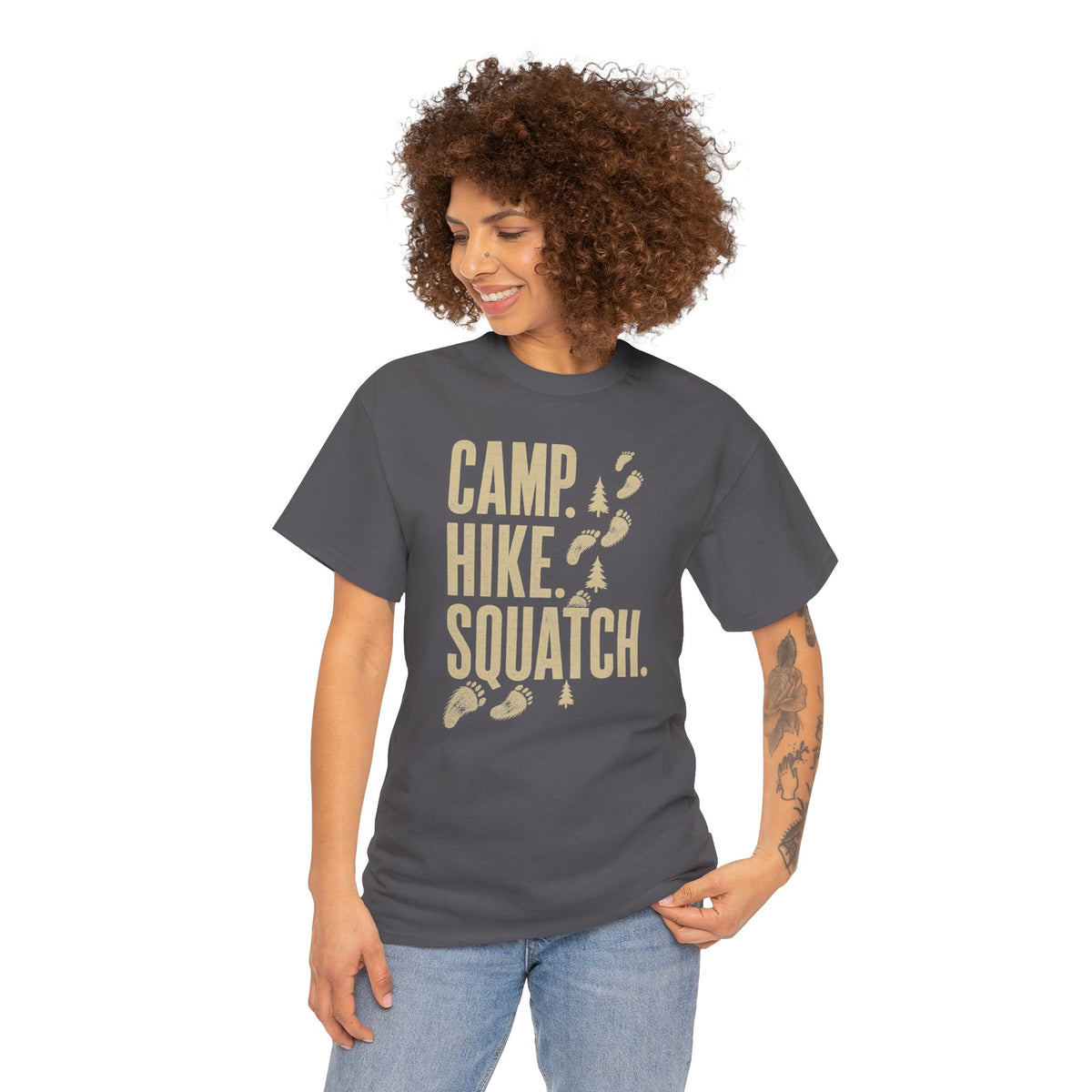 Camp Hike Squatch T-Shirt - Modern Outdoor Bigfoot Graphic Tee