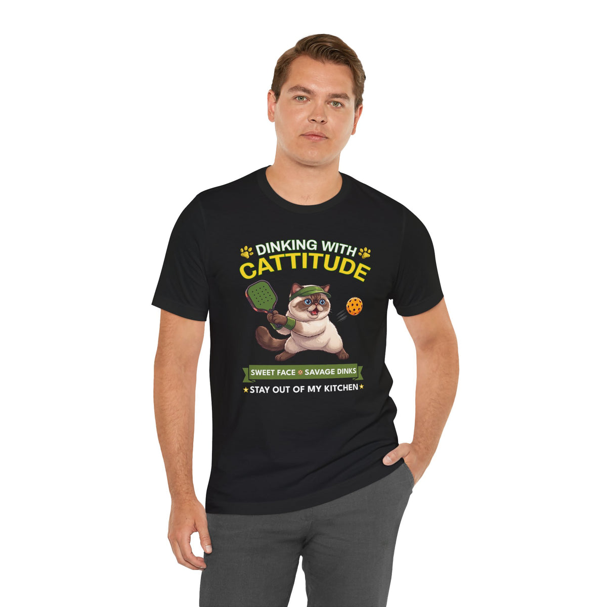 Exotic Shorthair Cat Pickleball T-Shirt - Dinking With Cattitude Funny Shirt