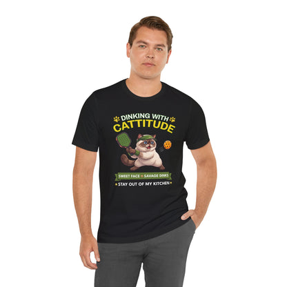 Exotic Shorthair Cat Pickleball T-Shirt - Dinking With Cattitude Funny Shirt