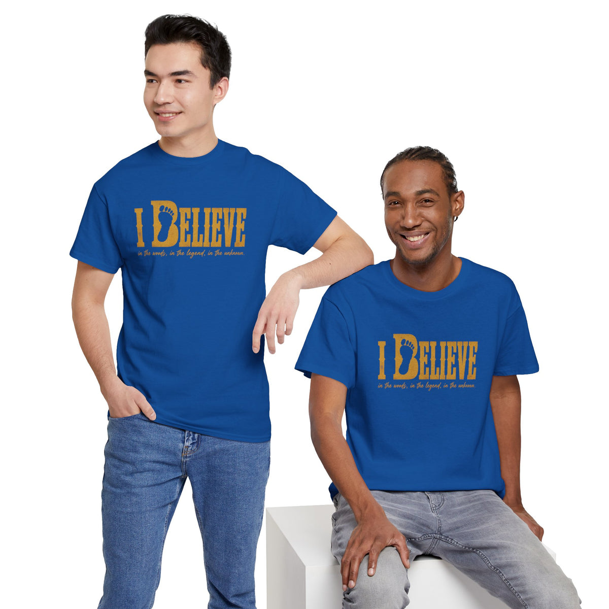 I Believe T-Shirt - Bigfoot Footprint Typography Graphic Tee