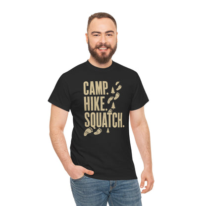 Camp Hike Squatch T-Shirt - Modern Outdoor Bigfoot Graphic Tee