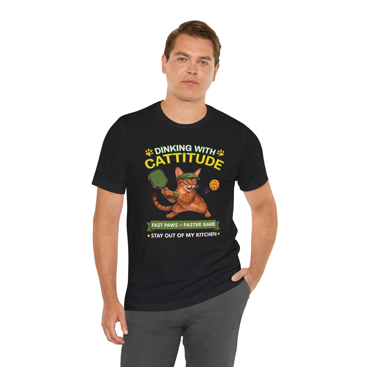 Abyssinian Cat Pickleball T-Shirt - Dinking With Cattitude Funny Shirt