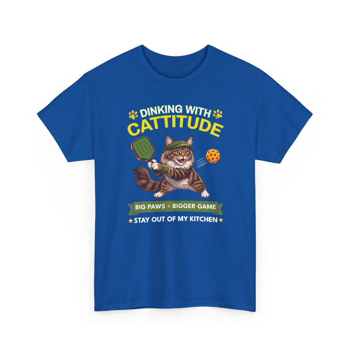 Maine Coon Cat Pickleball T-Shirt - Dinking With Cattitude Funny Shirt