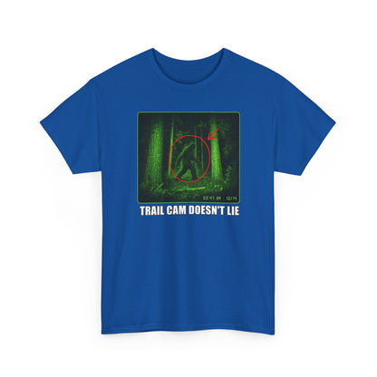Trail Cam Doesn't Lie T-Shirt - Funny Night Vision Bigfoot Graphic Tee