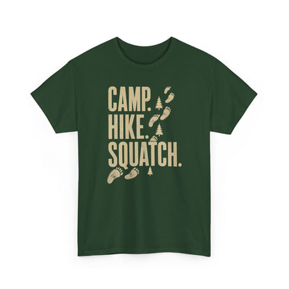 Camp Hike Squatch T-Shirt - Modern Outdoor Bigfoot Graphic Tee
