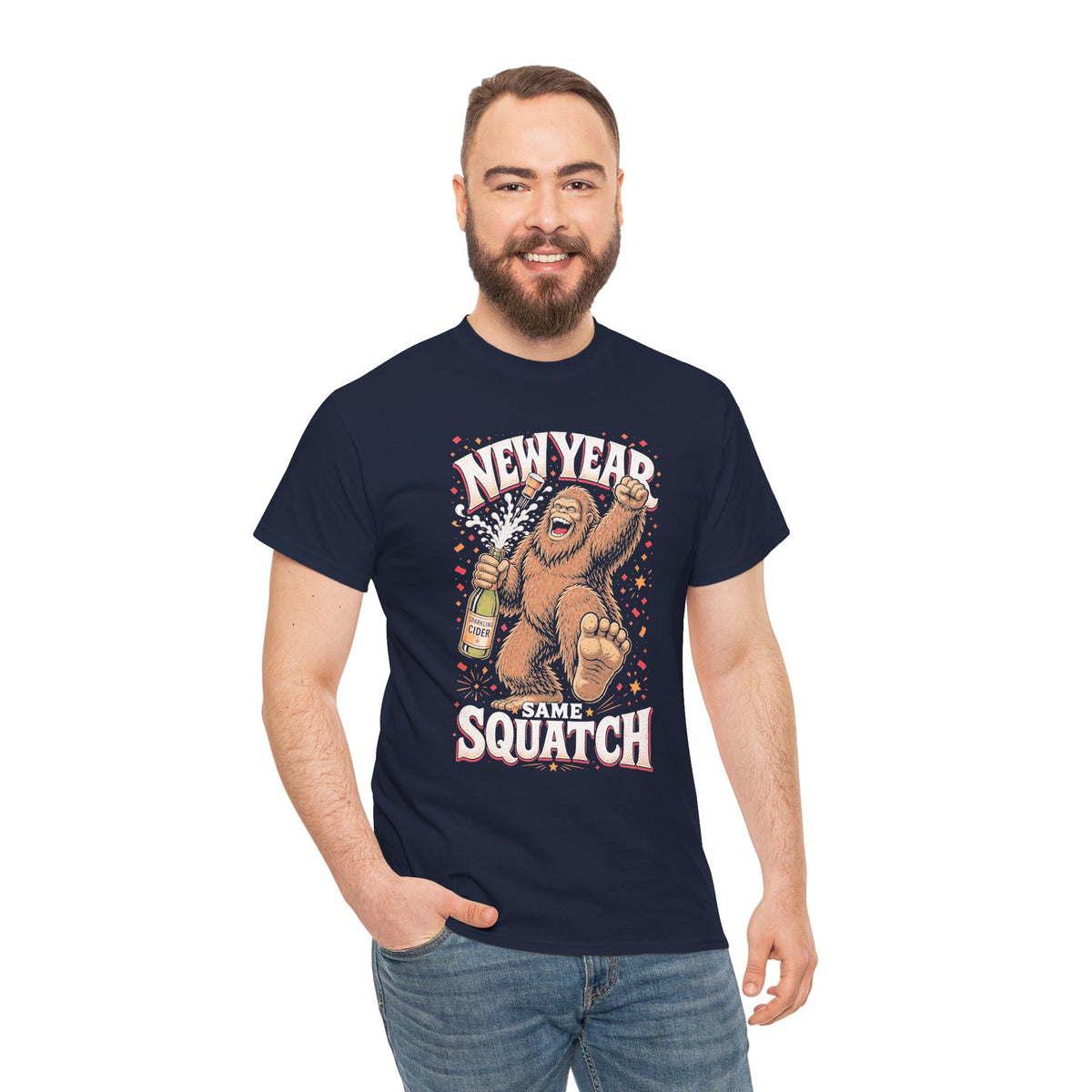 New Year Same Squatch T-Shirt - Funny Bigfoot New Year's Graphic Tee