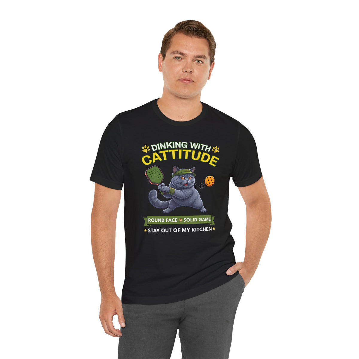 British Shorthair Cat Pickleball T-Shirt - Dinking With Cattitude Funny Shirt