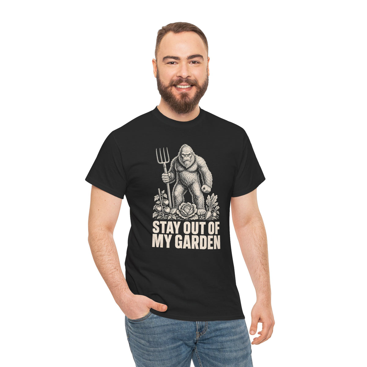 Stay Out Of My Garden T-Shirt - Funny Bigfoot Gardener Graphic Tee