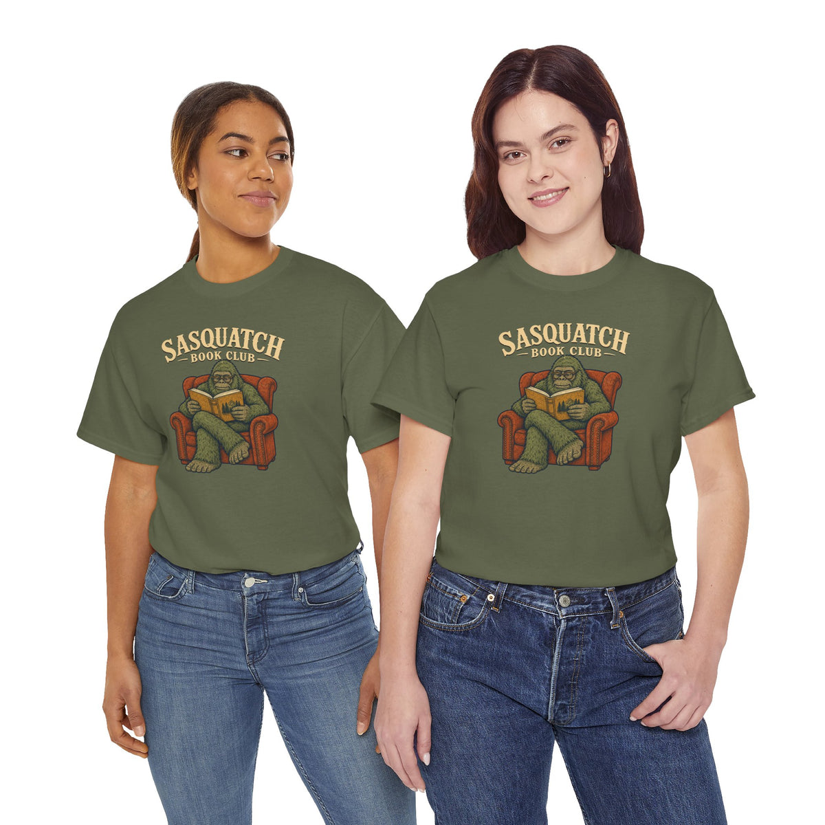 Sasquatch Book Club T-Shirt - Cozy Bigfoot Reading Graphic Tee