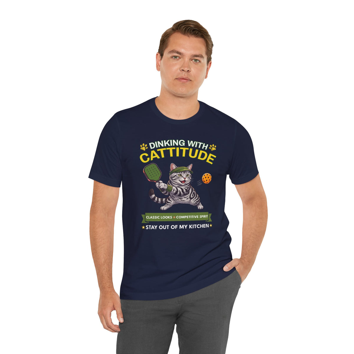 American Shorthair Cat Pickleball T-Shirt - Dinking With Cattitude Funny Shirt