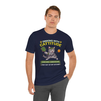 American Shorthair Cat Pickleball T-Shirt - Dinking With Cattitude Funny Shirt