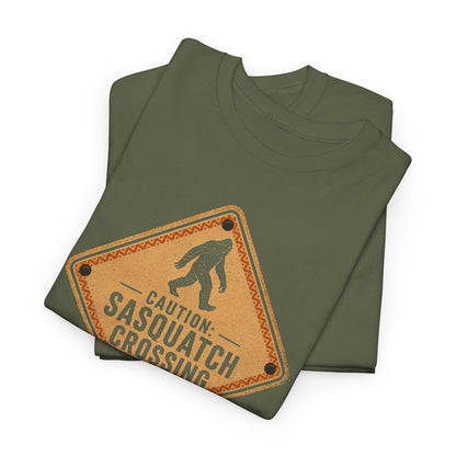 Sasquatch Crossing T-Shirt - Funny Retro Road Sign Bigfoot Graphic Tee