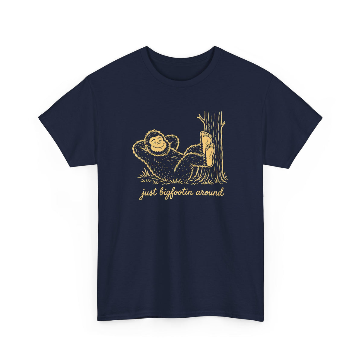 Just Bigfootin Around T-Shirt - Cute Cozy Pocket Print Graphic Tee