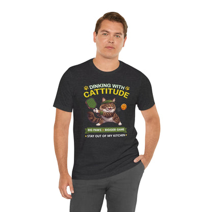 Maine Coon Cat Pickleball T-Shirt - Dinking With Cattitude Funny Shirt