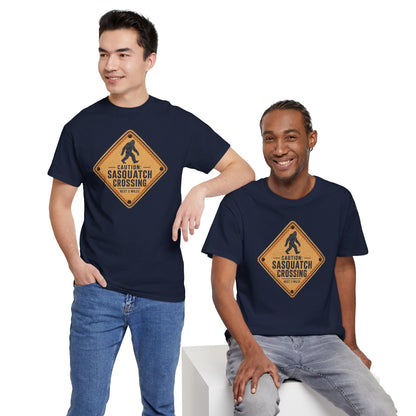 Sasquatch Crossing T-Shirt - Funny Retro Road Sign Bigfoot Graphic Tee