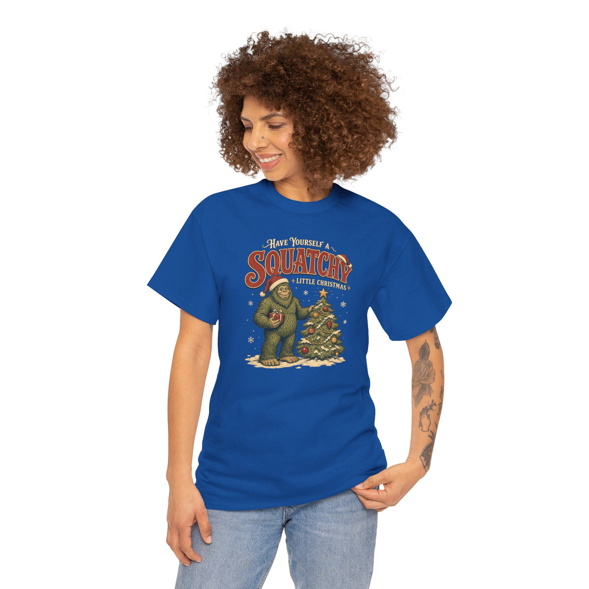 Squatchy Little Christmas T-Shirt - Funny Bigfoot Holiday Graphic Tee