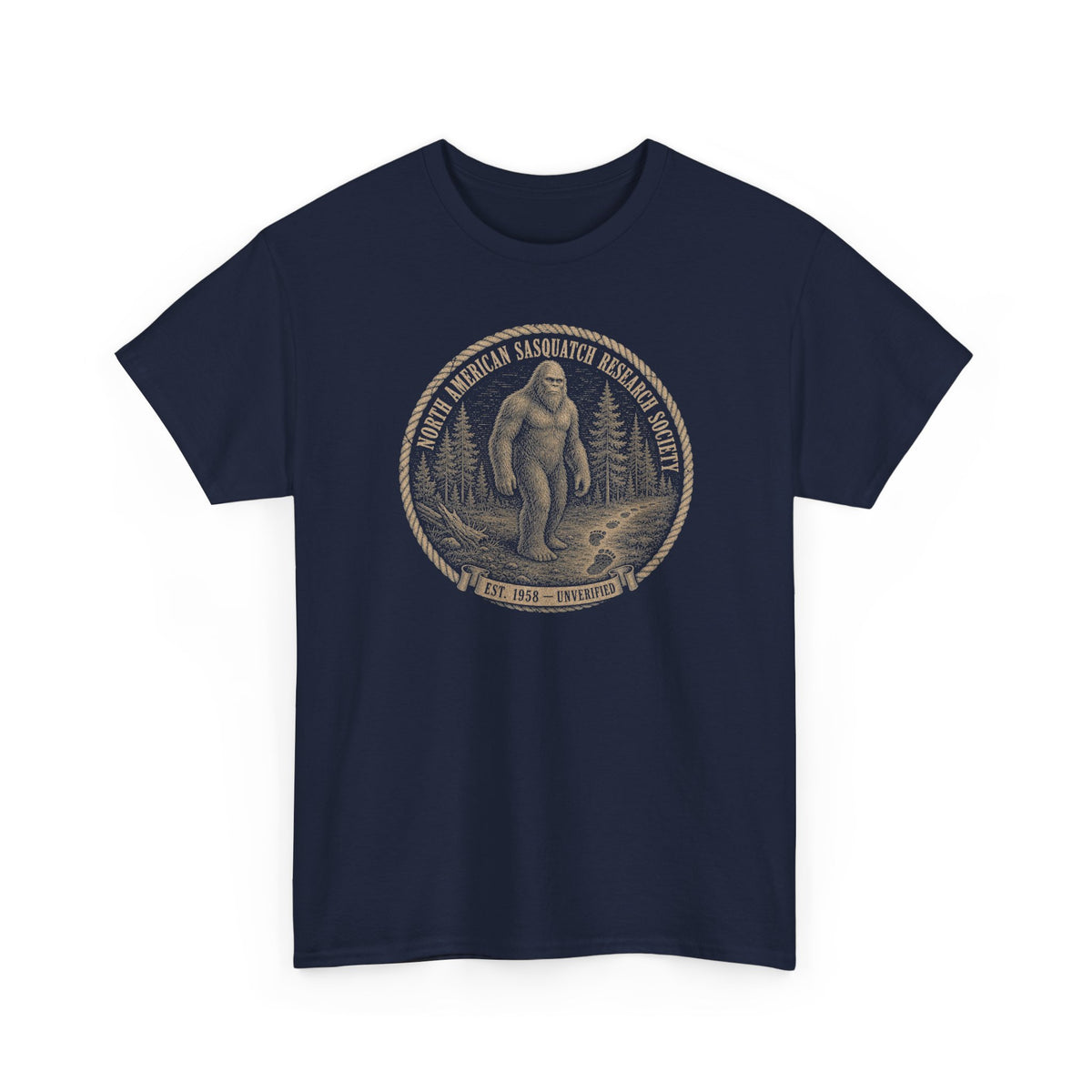 Sasquatch Research Society T-Shirt - Vintage Scientific Bigfoot Badge Tee