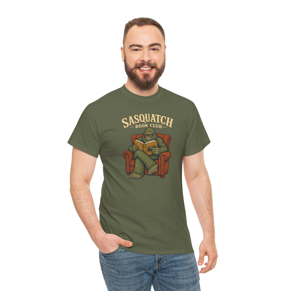 Sasquatch Book Club T-Shirt - Cozy Bigfoot Reading Graphic Tee