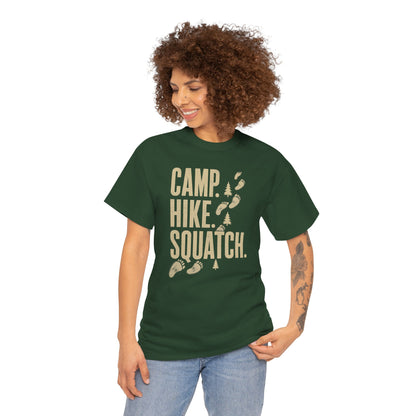 Camp Hike Squatch T-Shirt - Modern Outdoor Bigfoot Graphic Tee