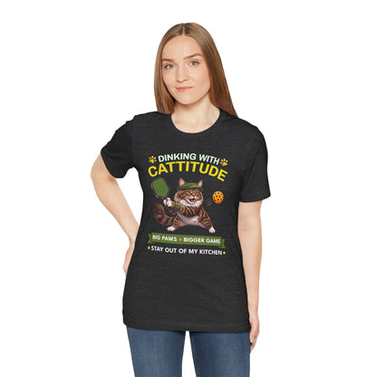 Maine Coon Cat Pickleball T-Shirt - Dinking With Cattitude Funny Shirt