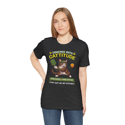 Domestic Shorthair Cat Pickleball T-Shirt - Dinking With Cattitude Funny Shirt