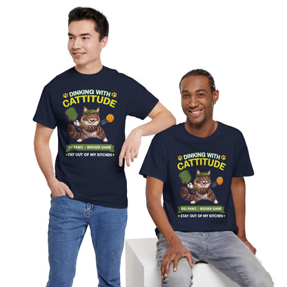 Maine Coon Cat Pickleball T-Shirt - Dinking With Cattitude Funny Shirt