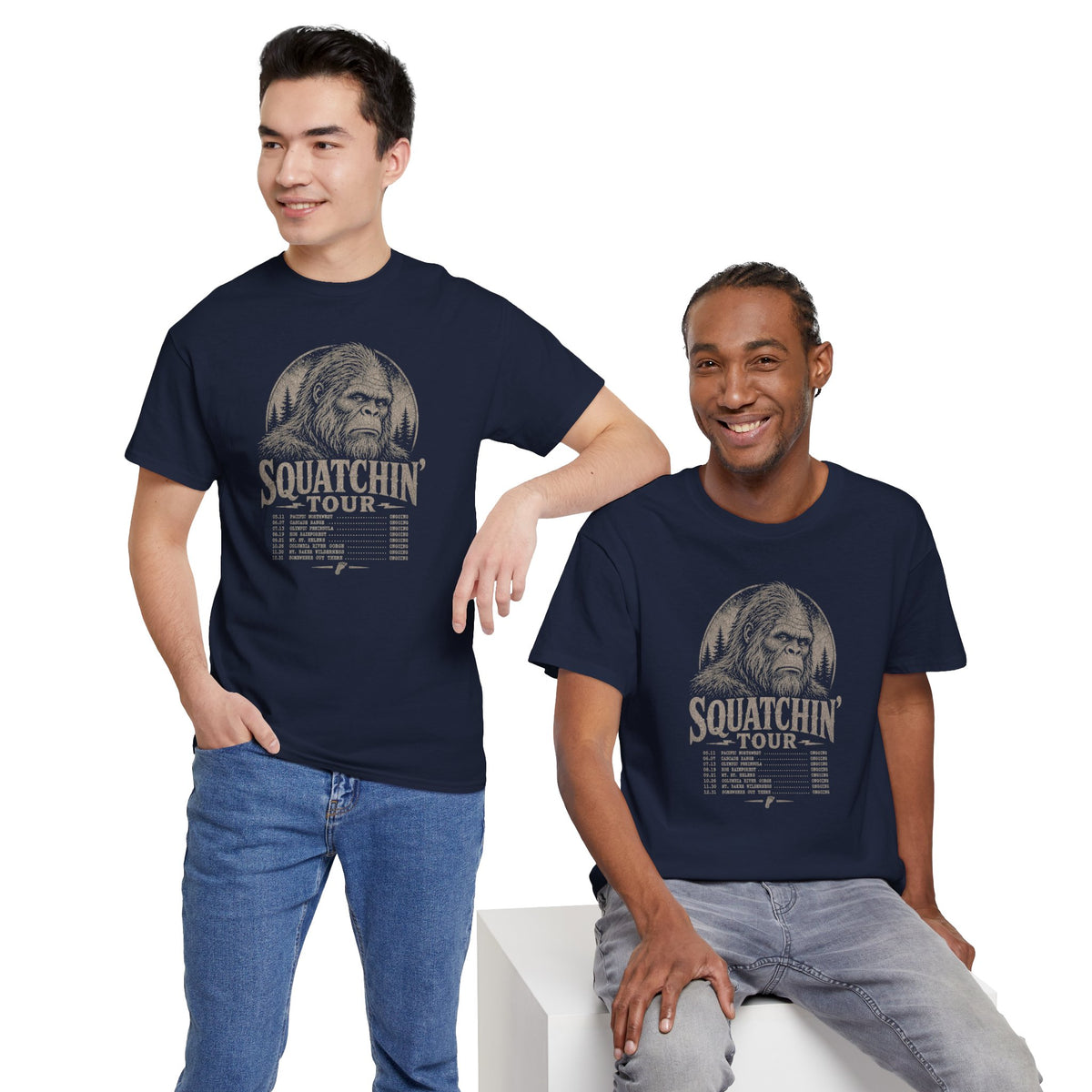 Squatchin' Tour T-Shirt - Vintage Band-Tee Style Bigfoot Graphic Tee