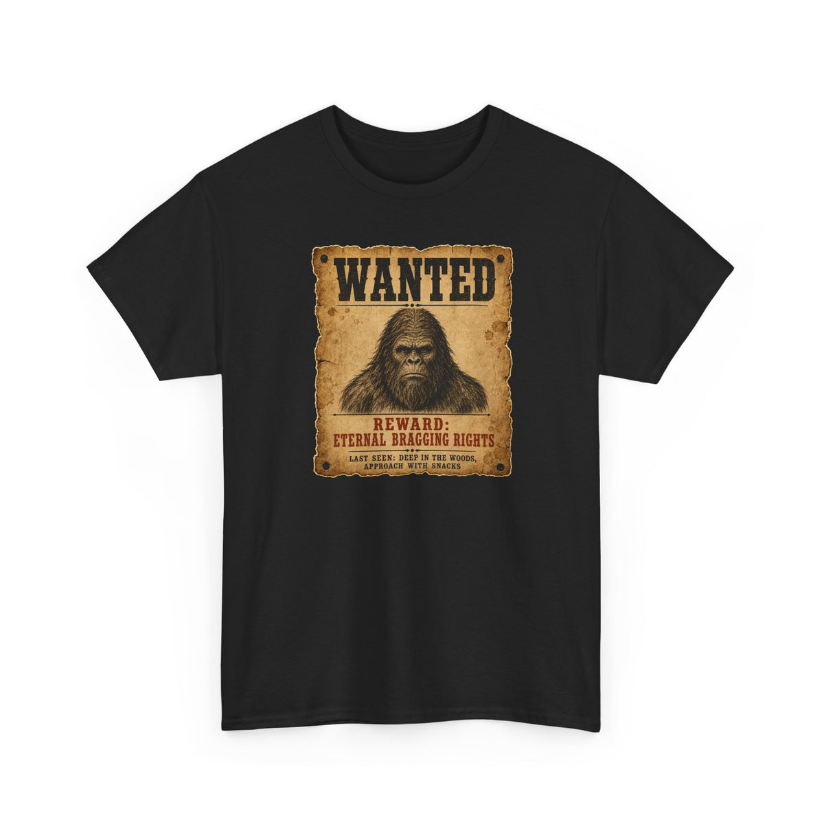 Wanted Bigfoot T-Shirt - Old West Reward Poster Graphic Tee