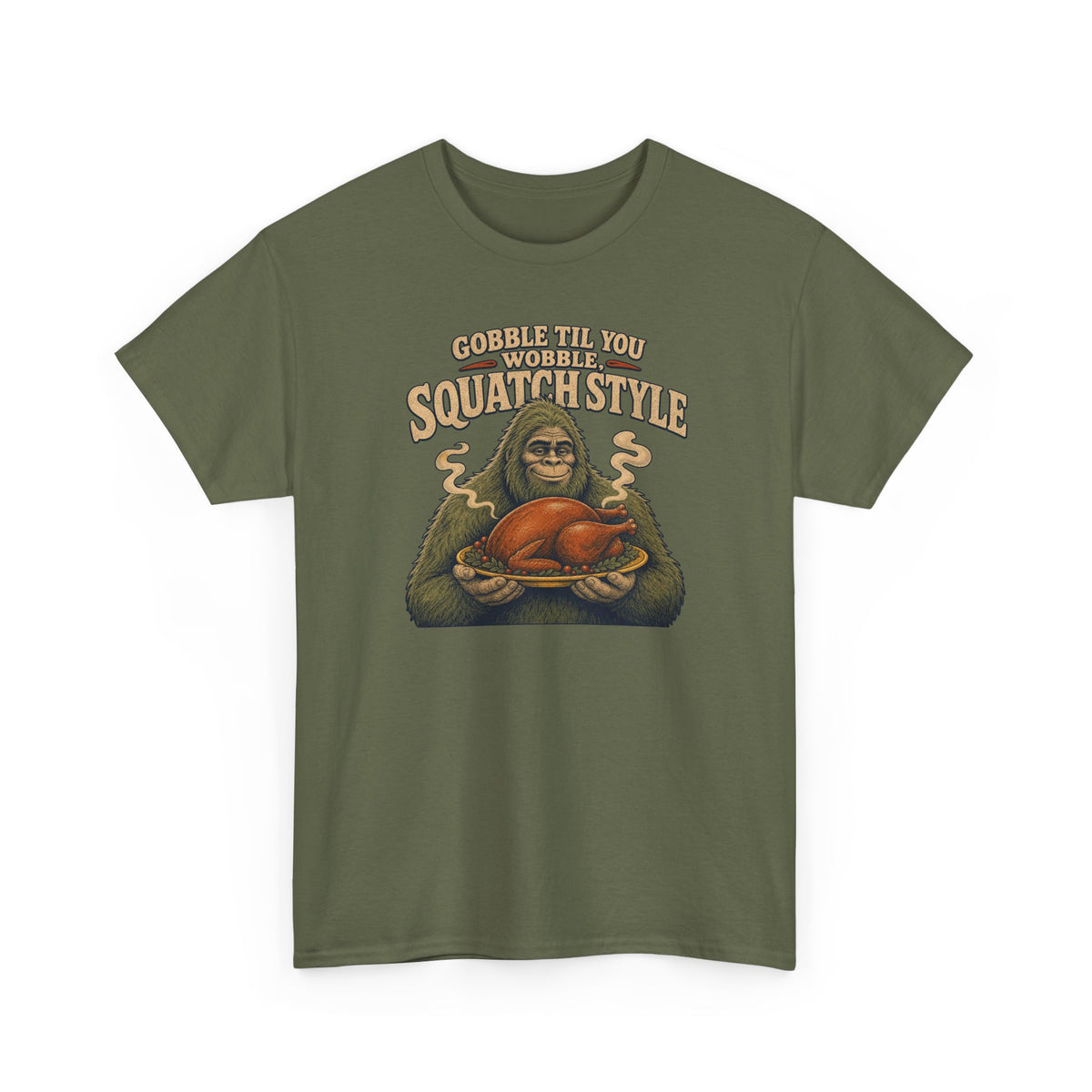 Gobble Til You Wobble T-Shirt - Funny Bigfoot Thanksgiving Graphic Tee