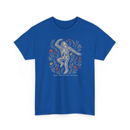 Dancing Bigfoot Skeleton T-Shirt - Whimsical Wildflower Graphic Tee