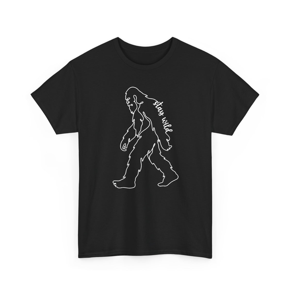 Minimalist Bigfoot Line Art T-Shirt - Stay Wild Boho Graphic Tee