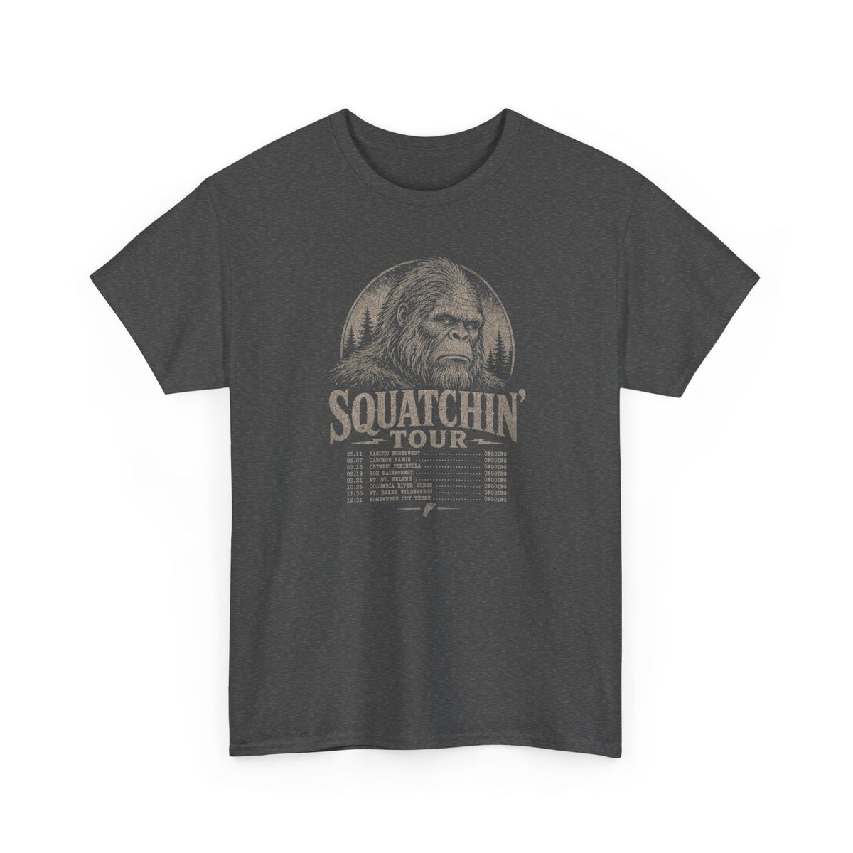 Squatchin' Tour T-Shirt - Vintage Band-Tee Style Bigfoot Graphic Tee