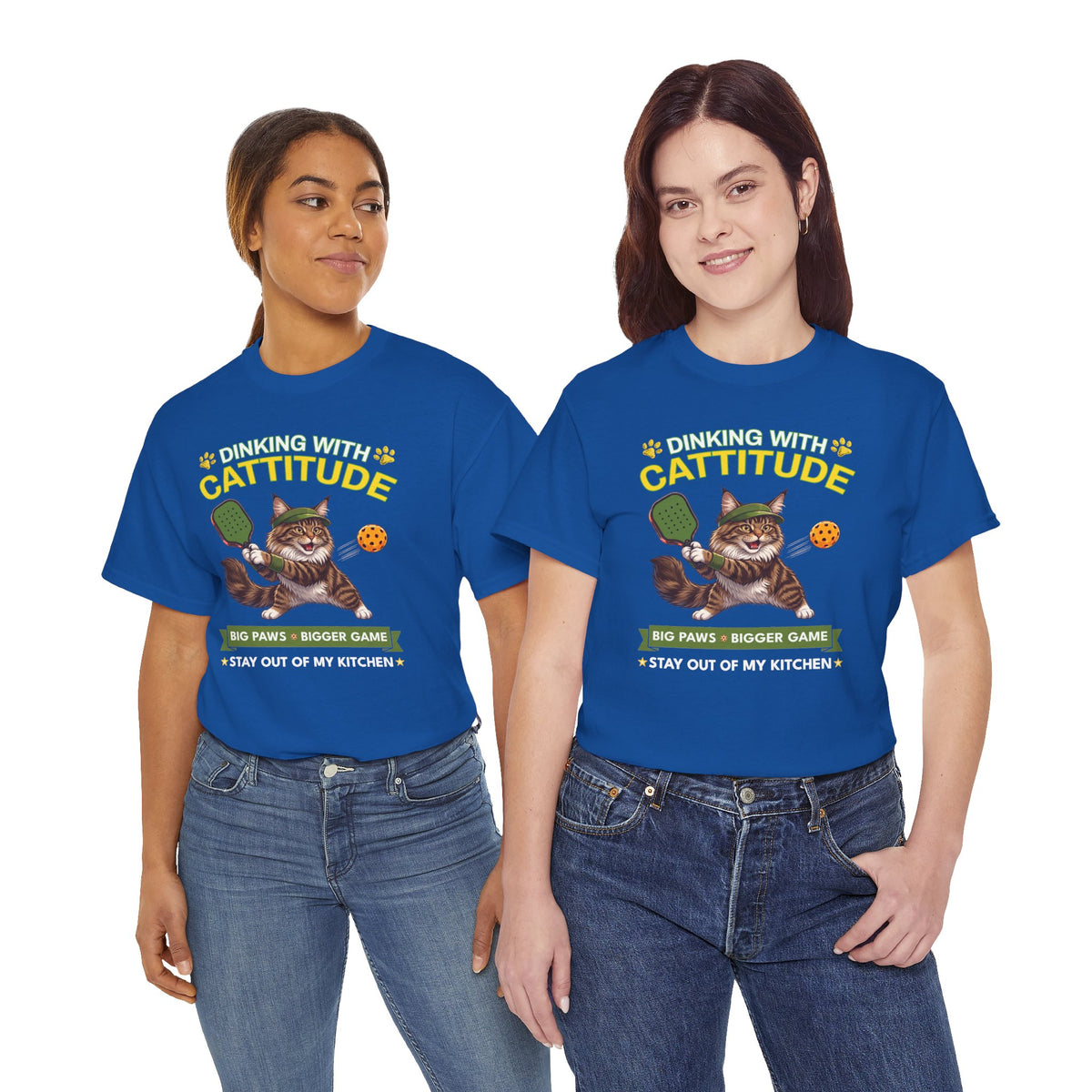 Maine Coon Cat Pickleball T-Shirt - Dinking With Cattitude Funny Shirt