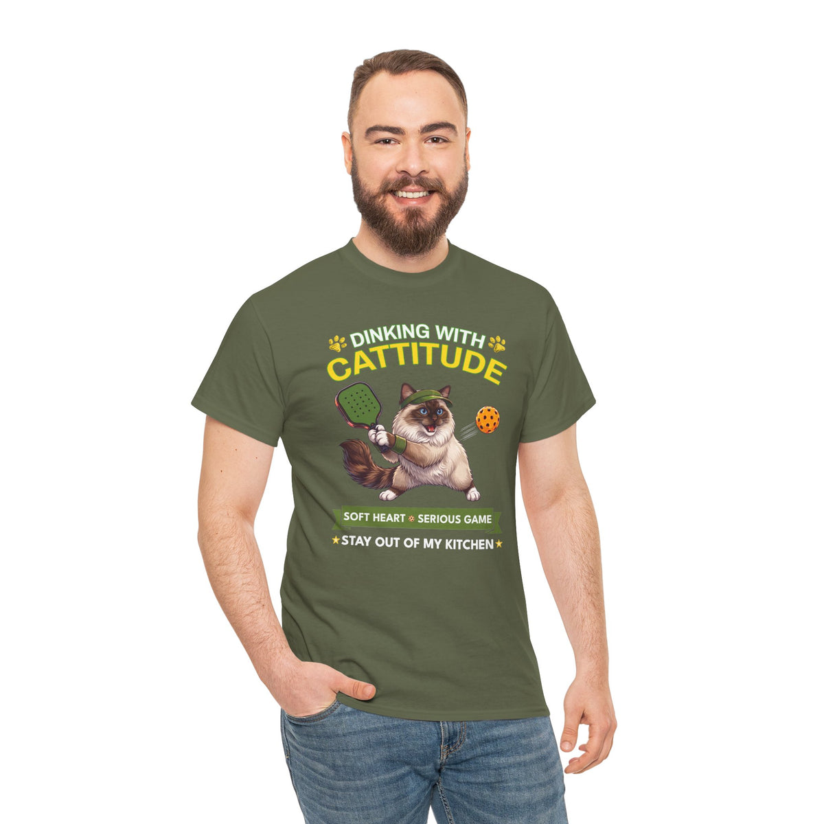 Ragdoll Cat Pickleball T-Shirt - Dinking With Cattitude Funny Shirt