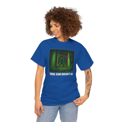 Trail Cam Doesn't Lie T-Shirt - Funny Night Vision Bigfoot Graphic Tee