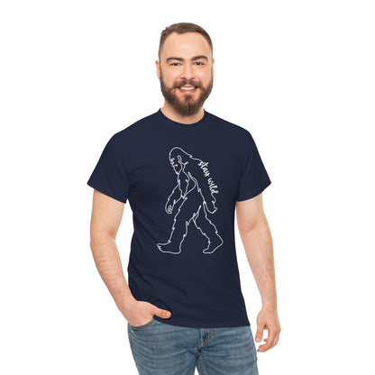 Minimalist Bigfoot Line Art T-Shirt - Stay Wild Boho Graphic Tee