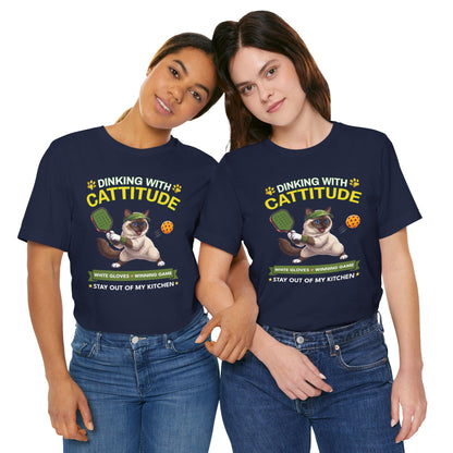 Birman Cat Pickleball T-Shirt - Dinking With Cattitude Funny Shirt