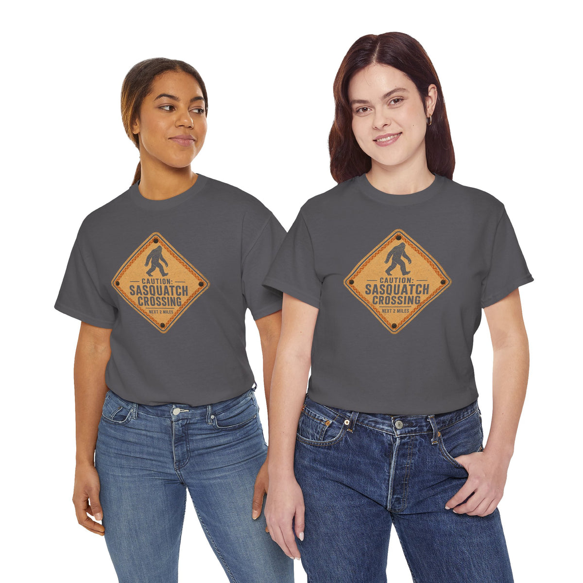 Sasquatch Crossing T-Shirt - Funny Retro Road Sign Bigfoot Graphic Tee