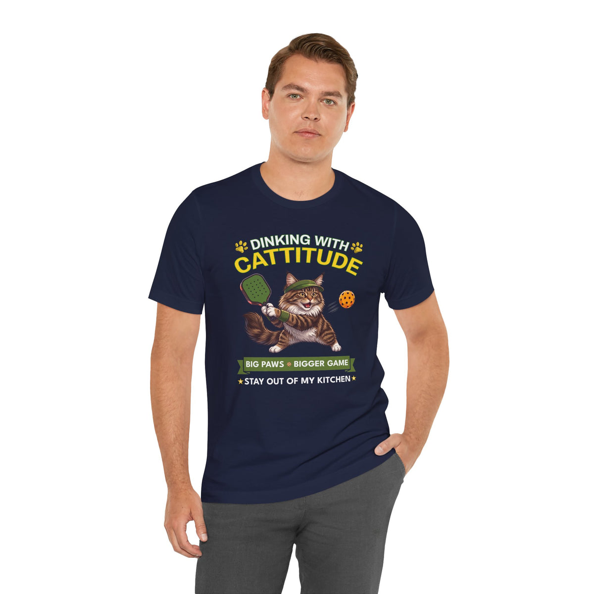 Maine Coon Cat Pickleball T-Shirt - Dinking With Cattitude Funny Shirt