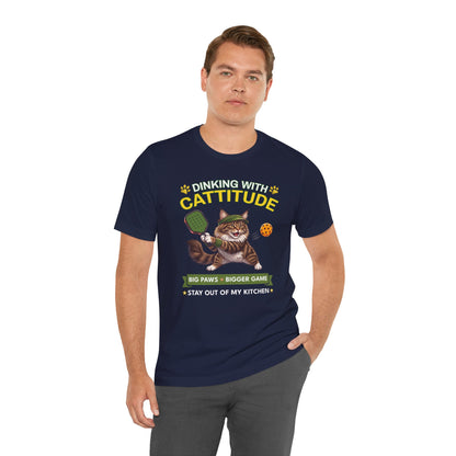 Maine Coon Cat Pickleball T-Shirt - Dinking With Cattitude Funny Shirt