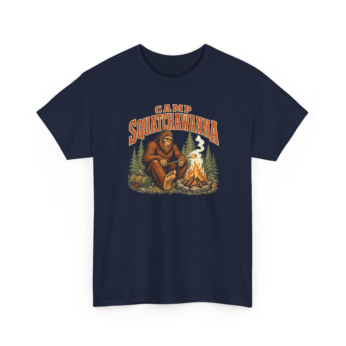 Camp Squatchawanna T-Shirt - Funny Bigfoot Campfire Graphic Tee
