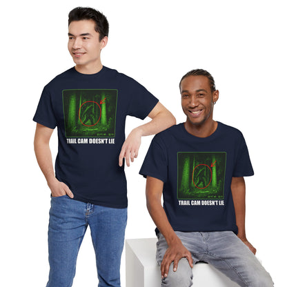 Trail Cam Doesn't Lie T-Shirt - Funny Night Vision Bigfoot Graphic Tee
