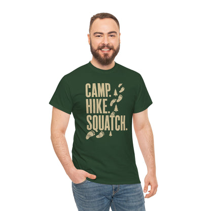 Camp Hike Squatch T-Shirt - Modern Outdoor Bigfoot Graphic Tee