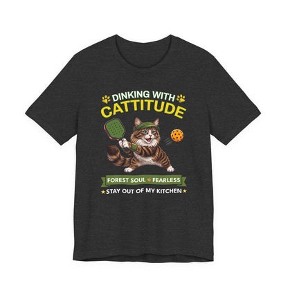 Norwegian Forest Cat Pickleball T-Shirt - Dinking With Cattitude Funny Shirt